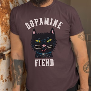 Dopamine Fiend Shirt, Dopamine, Serotonin, Neurotransmitter, Mental Health Cat, Mental Health T-Shirt, Dopamine Molecule, ADHD, ADHD Kitten