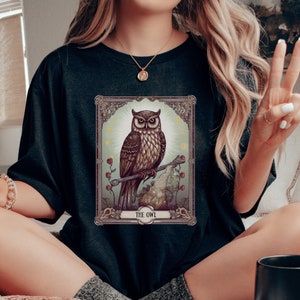 Owl Tarot Shirt, The Owl Tarot, Bird T-Shirt, Dark Academia, Dark Cottagecore Witchcraft, Owl Tarot Shirt, Birder Shirt, Birdwatcher, Witchy