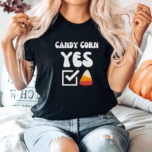 Candy Corn YES, Halloween Retro Candy Shirt Cute Funny Silly Halloween Tee Halloween Gift Trick or Treat Tshirt Women Men, Couple T-Shirt
