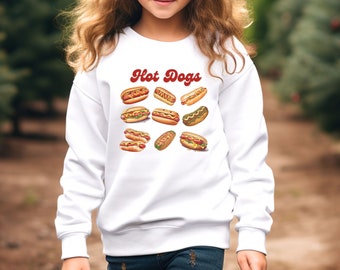 Hot Dog Sweatshirt Youth, Hot Dog Lover Graphic Sweater For Kids, Funny Food Shirts, BBQ Lover, Cookout Shirt, Foodie Shirt, Hotdogologist