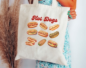 Hot Dog Tote Bag, Hot Dog Lover Graphic Bag, Funny Food Bag For Men Women, BBQ Lover, Cookout Canvas Bag, Foodie Bag, Hotdogologist Tote Bag