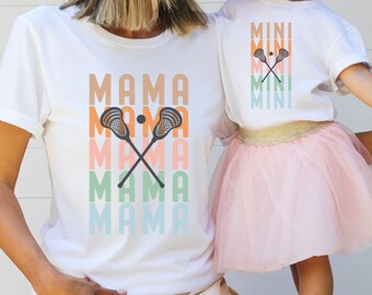 Lacrosse Mom Shirt, Lacrosse Mamma Shirt, Mommy & Mini Matching Lacrosse Shirts, Lacrosse Shirts for Women, Mama Shirt Plus Size 3XL 4XL 5XL