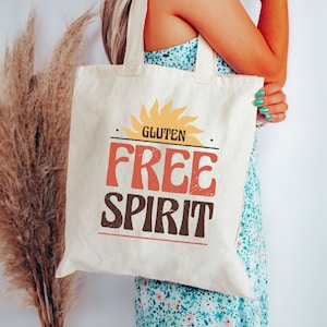 Gluten Free Tote Bag, Gluten Tote, Celiac Coeliac, Gluten Free Spirit, Food Intolerance, 100% Gluten Diet Gift Healthy Vegan Paleo Mom Bag
