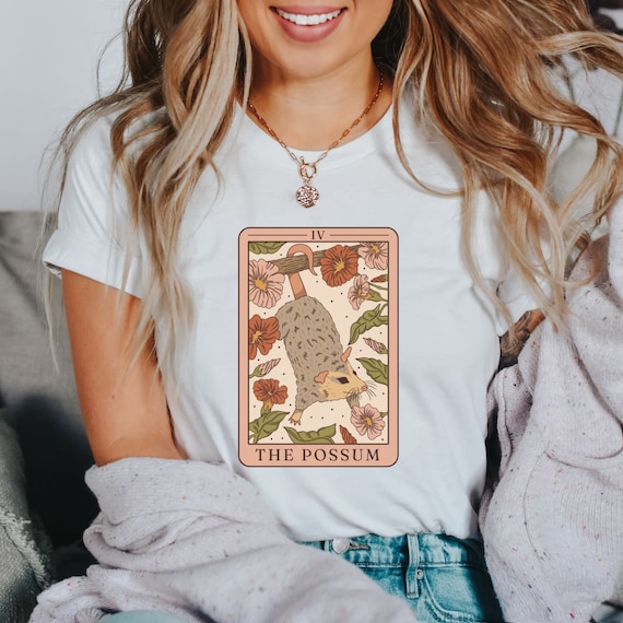 Possum Tarot Card Shirt, Opossum, Possum T-Shirt, Dark Cottagecore, Opossum Gift, Weird Gift, Trash Core, Trashcore, Tarot Cards, Tarot Deck
