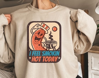 Hot Dog Sweatshirt, Hot Dog Lover Graphic Sweater, Funny Food Shirts For Men Women, BBQ Lover, Cookout Shirt, Foodie Shirt, Sausage Shirt
