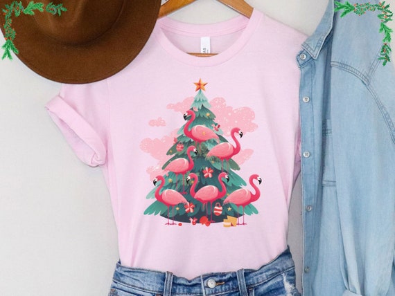 Flamingo Christmas Tree Lights T-Shirt X-Mas Ornament Decor T-Shirt Flamingo Christmas Tree Lights T-Shirt X-Mas Ornament Decor T-Shirt