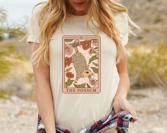 Possum Tarot Card Shirt, Opossum, Possum T-Shirt, Dark Cottagecore, Opossum Gift, Weird Gift, Trash Core, Trashcore, Tarot Cards, Tarot Deck