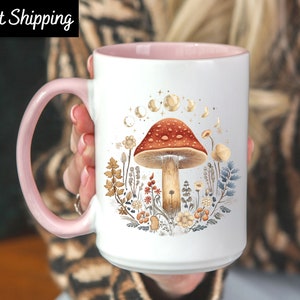 Aesthetic Mushroom Mug, Mushroom Mug, Botanical Moon Mug, Mushroom Mug, Cottagecore Coffee Mug, Full Moon Mushroom Mug, Cottage Core Mug