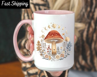 Witchy Mug, Mushroom Mug, Moon Mug, Mug Mushroom, Mushroom Coffee Mug, Mushroom Lovers Gift, Mushroom Mug 11oz, Cottagecore Mug, Forestcore