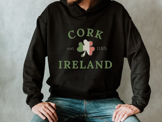 Cork Ireland, Cork hoodie, Shamrock Hoodie, Irish Gifts for Women, St Pattys Sweatshirt, Ireland Flag Clover, Ireland Lover, Irish Sweater