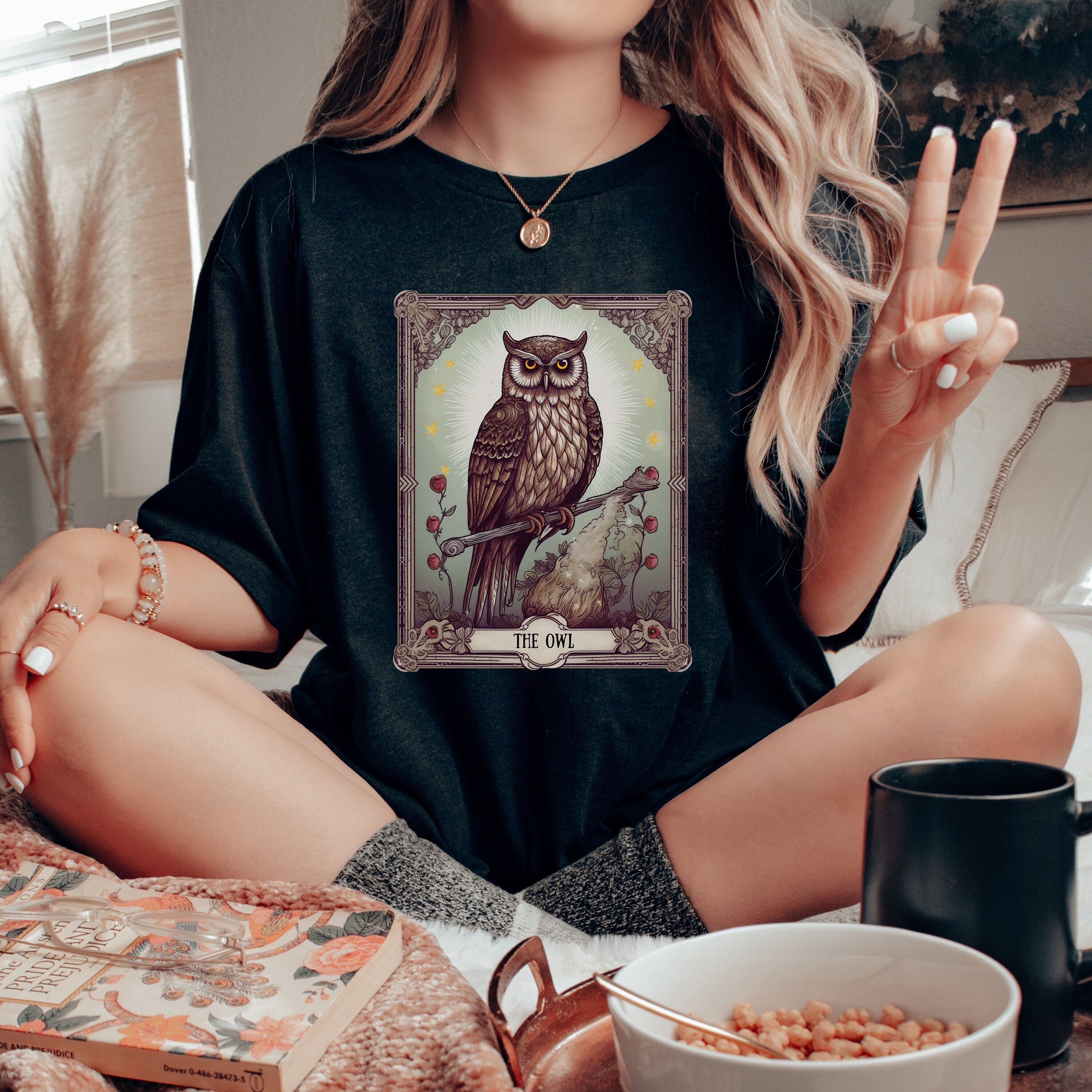 Owl Tarot Shirt, The Owl Tarot, Bird T-Shirt, Dark Academia, Dark Cottagecore Witchcraft, Owl Tarot 