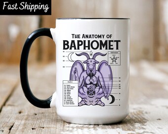 Baphomet Anatomy Mug, Satanic Occult Mug, Satan Coffee Cup, Pentagram Goat Mug, Witchcraft Anatomy of Baphomet, Weird Mug, Satanic Mug Gift