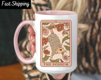 Opossum Tarot Mug, Possum Tarot, Opossum Mug, Possum Mug, Possum Gift Mug, Cottagecore Tarot, Tarot Deck Mug, Tarot Card Mug Cottagecore Mug