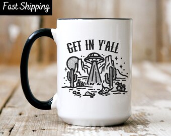 Space Cowgirl, Space Cowgirl Mug, Cosmic Space Mug, Cosmic Cowboy, UFO Mug, Extraterrestrial Western, Flying Saucer, Area 51 UFO Coffee Mug