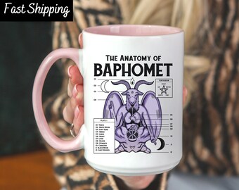 Baphomet Anatomy Mug, Satanic Occult Mug, Satan Coffee Cup, Pentagram Goat Mug, Witchcraft Anatomy of Baphomet, Weird Mug, Satanic Mug Gift