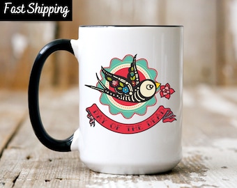 Dia de los Muertos Mug, Day of the Dead Mug, Sugar Bird Mexican Halloween Mug, Bird Mug Halloween, Hispanic Bird Skeleton, Day of the Dead