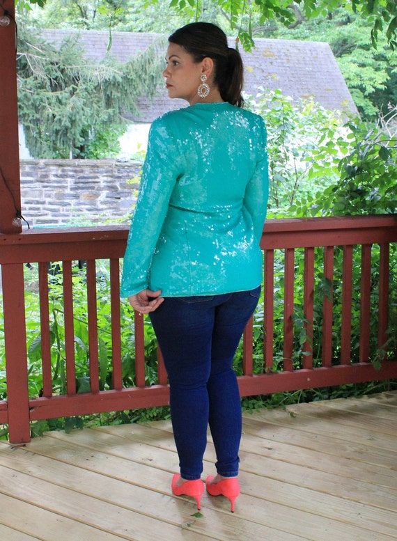 Sequin Cocktail Party Blazer with Rhinestone Butt… - image 5