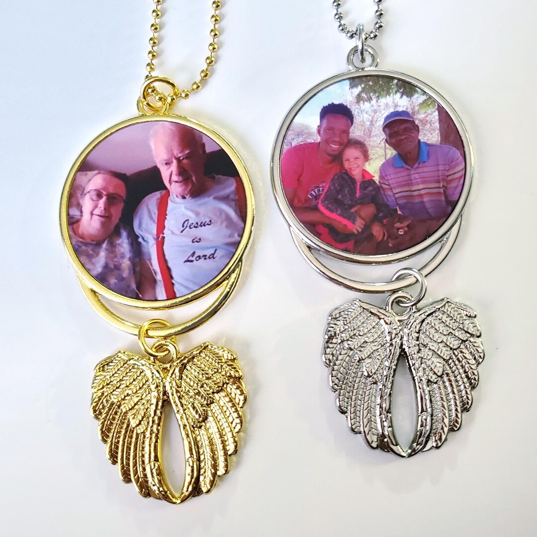 Custom Photo Angel Wings Memorial Hanging Charm, Photo Key Chains ...