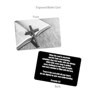 Carte de portefeuille religieuse, verset de la Bible, carte photo, carte de prière commémorative, cadeau d'écriture sainte gravée, insert de portefeuille chrétien, cadeau souvenir de la foi