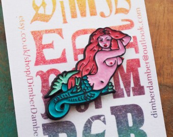 Mermaid Enamel Pin - Tattoo Flash Collection