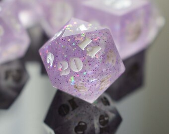 Amethyst Glitter Dice Set