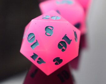 Fluorescent Neon Pink Polydice Set