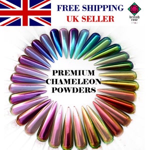 Premium CHAMELEON Stellar Chrome Powder Gel Polish Nail Duochrome MIRROR UK