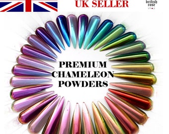 Premium CHAMELEON Stellar Chrome Powder Gel Polish Nail Duochrome MIRROR UK