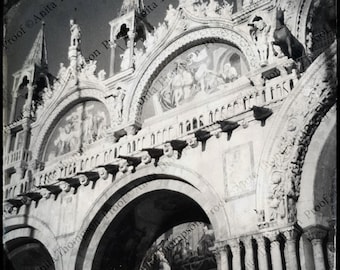 Piazza San Marco, Venice , Italy. Church facade. Tintype style