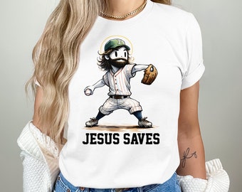 Vintage Aesthetic Jesus Saves Baseball Design Shirt Christian Apparel Christian Shirt For Men Women Jesus Apparel Christian Streetwear