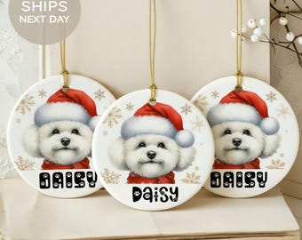 Weihnachten Hund Ornament Niedlicher Hund mit Weihnachtsmütze personalisierte Haustier Dekor Urlaub Geschenk kundenspezifische Hundeverzierung