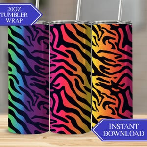 Zebra Stripes Tumbler Sublimation Design, 20 oz Skinny Wrap, Animal Print, Tumbler Png, Instant Download, Digital Files