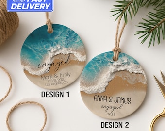 Engaged Ornament 2025 - Custom Engagement Ornament with Names & Date - Personalized Wedding Ornament