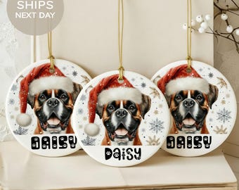 Personalized Dog Ornament, Custom Pet Christmas Decoration, Holiday Dog Lover Gift, Dog Photo Ornament with Santa Hat, Pet Memorial Keepsake