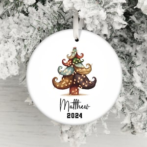 Personalized Mustache Christmas Tree Ornaments 2024, Custom Name Christmas Tree Decoration, Holiday Ornament Gift, Unique Tree Ornament Xmas