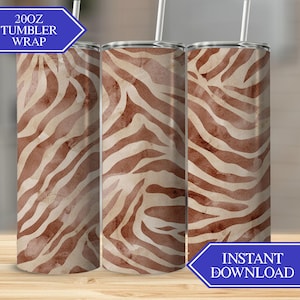 Zebra Print Skinny Tumbler Sublimation Design, 20 oz Straight and Tapered Wrap, Tumbler Wrap, Zebra Png, Digital Files, Instant Download
