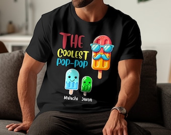The Coolest Pop-Pop T-Shirt, Cute Ice Cream T-Shirt, Fun Summer Shirt, Cool Grandpa Shirt, Popsicle Graphic Tee, Customized Gift for Grandpa