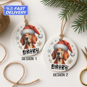 Personalized Basset Hound Christmas Ornament: Santa Hat Holiday Decor
