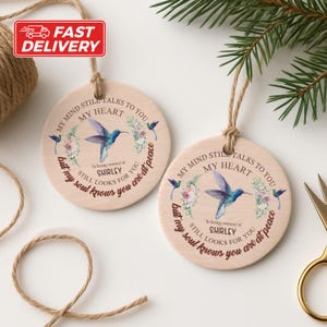 Hummingbird Memorial Ornament, Personalized Remembrance Gift, In Loving Memory Ornament, Sympathy Gift, Bereavement Ornament