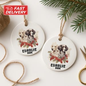 Personalisierte English Setter Ornament: Benutzerdefinierte Hundename, Urlaub Dekor