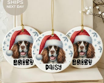 Christmas Dog Ornament with Santa Hat, Personalized Pet Ornament, Custom Dog Lover Gift, Holiday Decor for Dog Owners