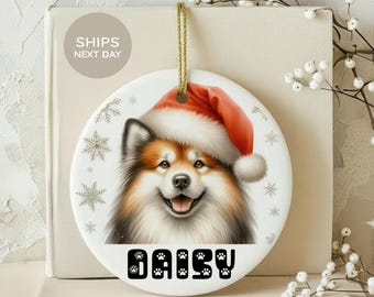 Cute Christmas Dog Ornament, Santa Hat Decor, Adorable Pet Lover Gift, Holiday Tree Decoration, Fun Festive Keepsake