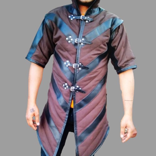 Medieval Costume Gambeson | Reenactment Roman Black Color Good Look | Helloween shops gifts