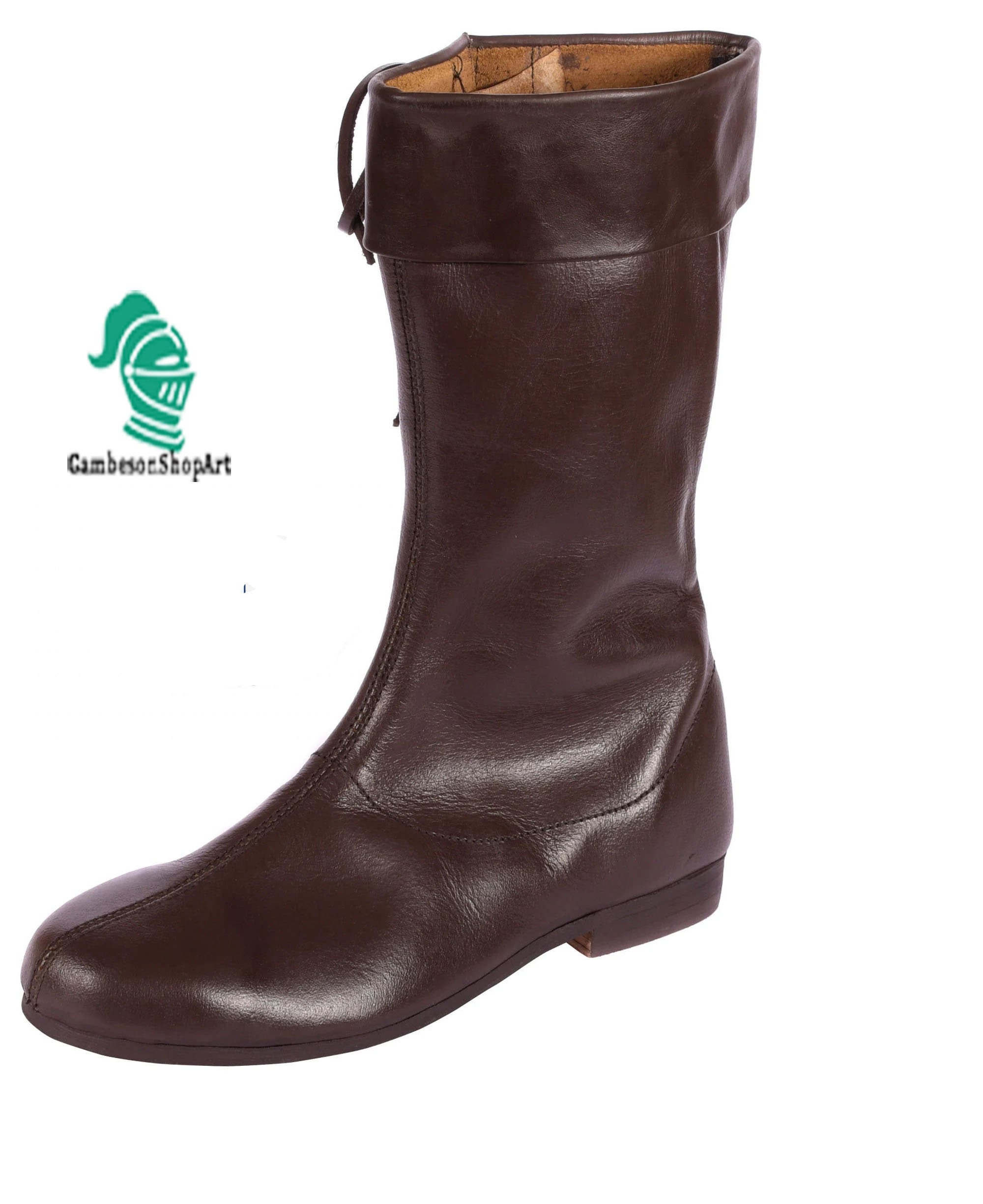 Medieval Boots side laced With Cuffs high Cuff Boot leather