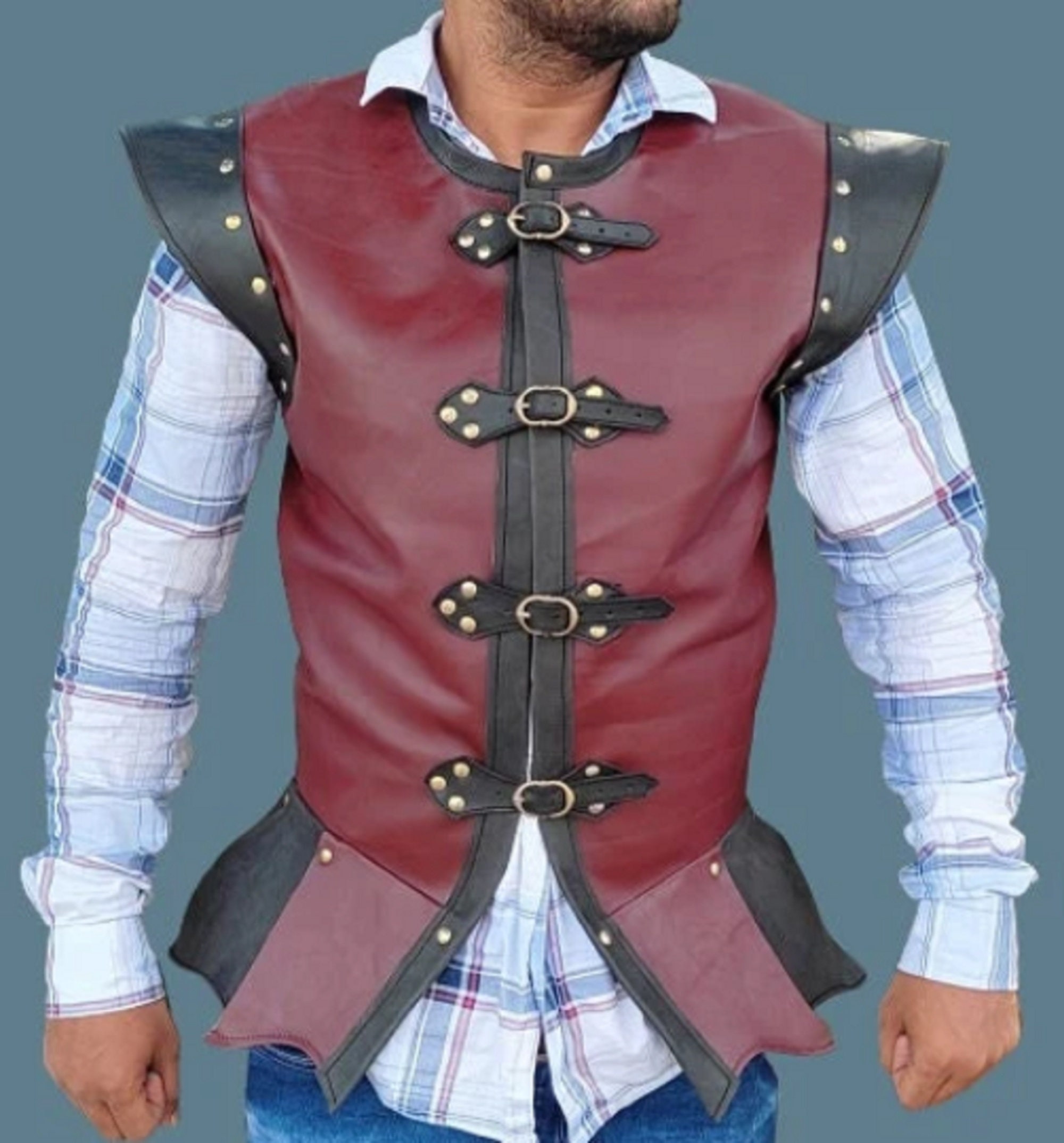  Medieval Leather Armor Samurai Vest Sleeveless Jerkin