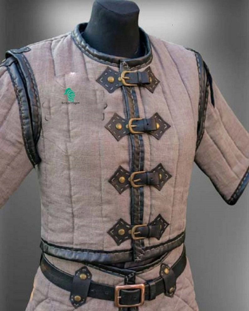 Medieval Brown Gambeson With Black Leather Trimmed Fancy - Etsy