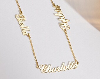 Halsband med flera namn • Familjehalsband • Namnhalsband för bebisar • Halsband för mamma • Presenter till henne • Personlig present