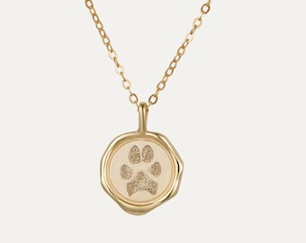 Collier empreintes de pattes • Collier empreintes de pattes de votre animal de compagnie réel • Collier personnalisé pour animal de compagnie • Collier pattes de chien • Collier pattes de chat • Perte commémorative