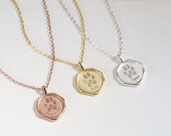 Paw Print Necklace • Your Actual Pet Paw Print Necklace • Custom Pet Necklace • Dog Paw Necklace • Cat paw necklace • Memorial Loss
