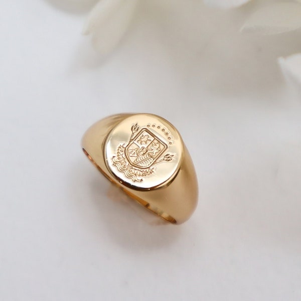 Anillo con escudo familiar • Escudo de armas • Anillo con escudo familiar • Joyería personalizada • Anillo personalizado • Anillo de oro • Anillo de sello • Anillo llamativo